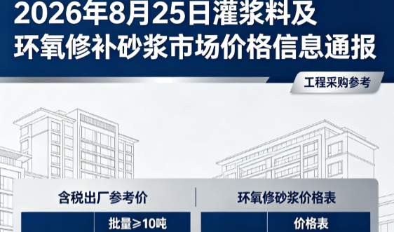 西山2026年8月25日灌浆料及环氧修补砂浆市场价格信息通报